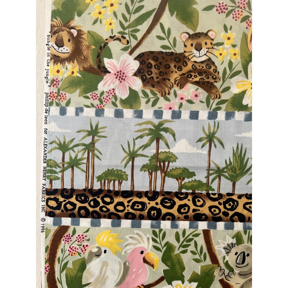 Fabric RARE VTG Alexander Henry Bungle in the Jungle Children Safari Animals BTY